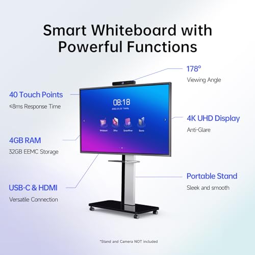 Image of HORION 55 inch Interactive Smart Board with Wall Mount, 4K UHD Touchscreen, Android 13 Google Play (Digital Whiteboard, Wireless Casting)