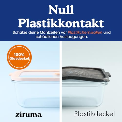 Ziruma Non-Toxic 355ml Glass Food Storage Containers with Lids - Overnight Oats, Plastic Free Meal Prep, Reusable, Airtight, Microwave and Freezer Safe, 4 Pack - Image 4