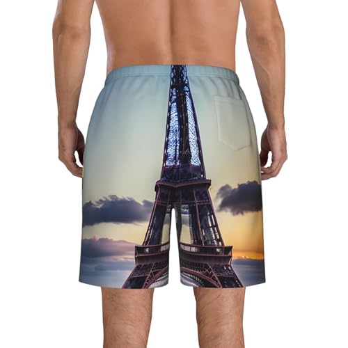 Eiffel Tower Print Stylish Beach Shorts Swim Trunks Lightweight Breathable Summer Outdoor Activities3