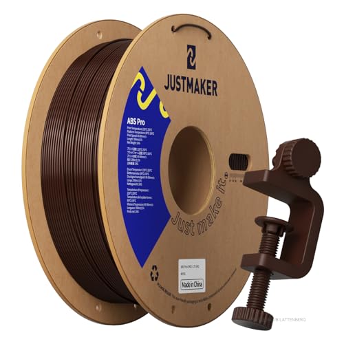 JUSTMAKER ABS PRO (ABS+) 3D Printer Filament, Upgraded Strength Heat Resistant Filament, Cardboard Spool, -0.03mm, 1.75m