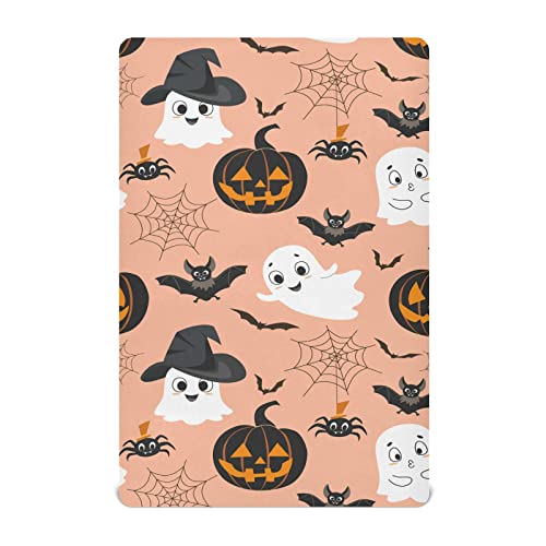 Image of Halloween Ghost Crib Sheets Soft Breathable Fitted Baby Crib Sheets Mattress Cover for Girl Boys, 52 inch x 28 inch x 9 inch
