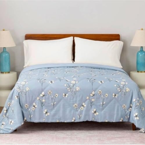 Berkshire Life Reversible Down Alternative Blanket (Blue Floral, Queen (U.S. Standard))