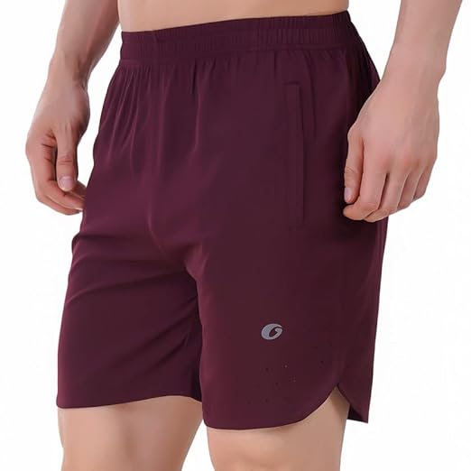 Laser Cut Men's Running Shorts with Zip Pockets
