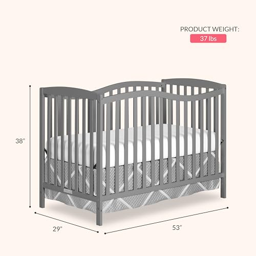Image of Dream On Me Chelsea 5-in-1 Convertible Crib in Steel Grey, JPMA Certified