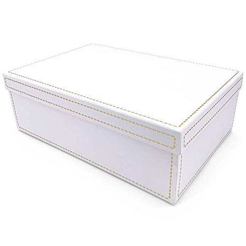 wedding gift boxes - Oxfrd & Comma Luxury Gift Box, White with Gold Stitching, Large Rectangle