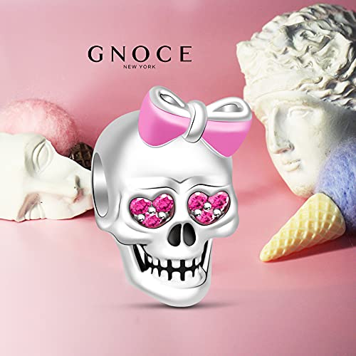 Image of GNOCE Skull Pendant Charm Silver Dangle Charms Bead fit Bracelet /Necklace Jewelry Gift for Women Men