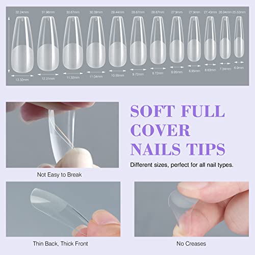 SAVILAND Gel Nail Kit - Starter Gel Nail Kit With Upgraded Nail Lamp Nail Extension Set 500 Pcs Long Coffin Nail Tips and 0.5oz Super Strong Nail Glue Gels Acrylic Nail Kit Easy Nail Art Home Salon