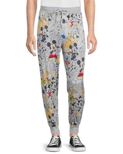 Disney Mens Mickey Mouse and Friends Lounge Jogger Sweatpants Pajama Pants (Medium) Multicolored