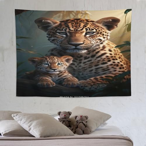 Tapisserie murale léopard drapé esthétique, tissu suspendu 150×200cm et tenture chambre à coucher