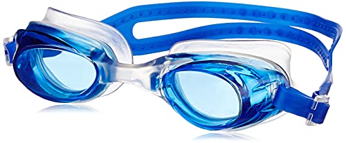 Image of I-SWIM LADIES COSTUME IS-104 ROYAL /WHITE LINES SIZE 3XL WITH GOGGLES SILICON JOINTLESS WITH BOX BLUE