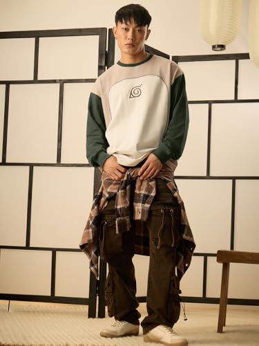 Image of The Souled Store Naruto Shippuden: Men and Boys Round Neck Colour Block Cotton Oversized Full Sleeve T-Shirts