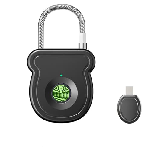 2026 Upgrade Smart Fingerprint Padlock - Keyless Lock with High-Resolution Sensor 0.5s Unlock 365-Day Battery USB Emergency Key for Gym Lockers Luggage Backpacks & Gates(Black)
