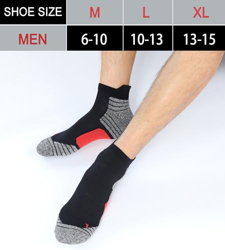 Men's Cushioned Ankle Socks Athletic Running Low Cut Socks 6-10/10-13/13-152