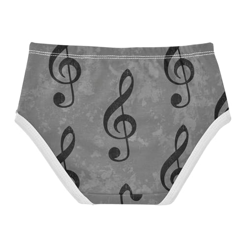 Black Treble Clefs Textured Gray Cute Panties Girl Toddlers Underwear Floral Cotton Animal Undies Kids Briefs 2t2