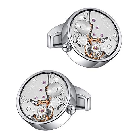 Mr.Van Watch Movement Cufflinks Silver Vintage Steampunk For Men's Father's Day Deluxe Gift Cover