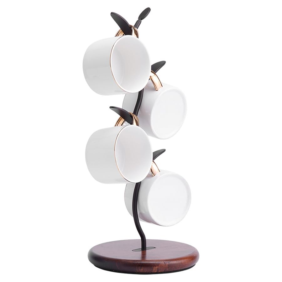 Simcat Mug Holder, Coffee Mugs/Tea Cup Storage Rack Stand, Countertop Mug Tree,Upgraded Stable Mug Stand for Kitchen Counter Cabinet Cafe Black Brown