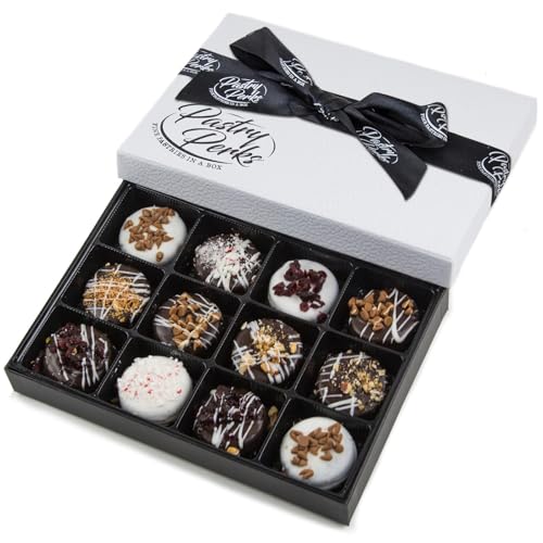 Pastry Perks 12 Gourmet Chocolate-Covered Cookies, Gift Basket – Holiday Gift Box for Men, Women, and Grandma – Birthday Treats & Food Delivery Gift Ideas