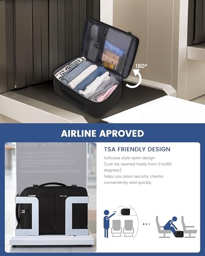 LOVEVOOK Handgepäck Rucksack 40x30x20, Reiserucksack Flugzeug Damen Herren, Carry On Luggage Travel Backpack 24l für 14 Zoll Laptop, Cabin Kofferrucksack mit USB für Arbeit Business Reisen, Schwarz