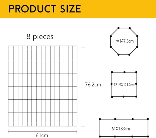 Image of FDW Dog Pen Playpen Puppy Pet Playpen 8 Panel Indoor Outdoor Metal Portable Folding Animal Exercise Dog Fence,75 cm（30 Inch）,Black