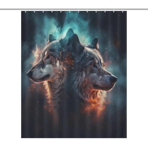 Rideau de douche loup imperméable et séchage rapide en textile - 7