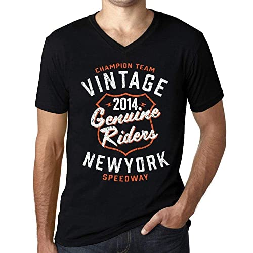 T-Shirt Graphique Homme Col V Grande Taille 4XL Vintage New York Riders Nouveauté Noir