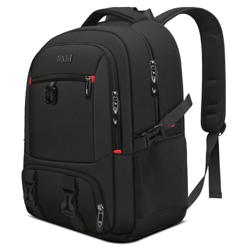 ZYB Laptop Rucksack 17,3 Zoll, Groß Laptop Backpack 17 Zoll Rucksack Herren Damen Wasserdicht Erweitert mit Schuhtasche Laptopfach Anti Diebstahl Tasche Reisen Business Schule Arbeit College - Schwarz