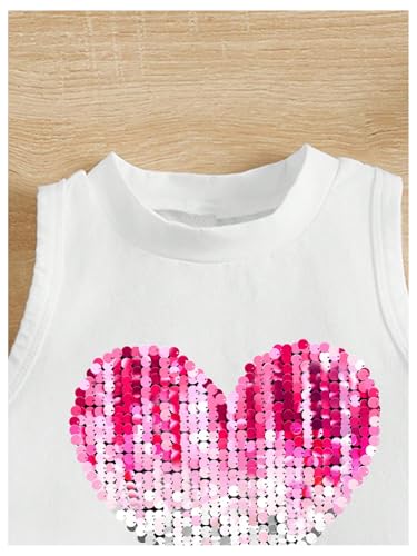 GORGLITTER Girl's Tank Tops Heart Print Sleeveless Crew Neck Summer Cute Crop Tops3