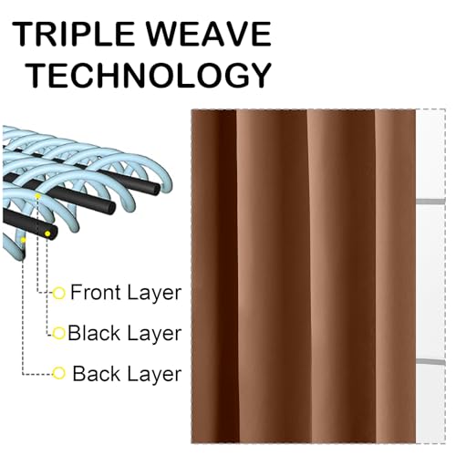 Image of Sun Baked Short Blackout Curtains for Bedroom 45 Inches Long 2 Panels, Solid Thermal Insulated Blackout Curtains, Energy Saving Soft Fabric Window Drapes, Dual Rod Pocket, 2x40Wx45L Inches