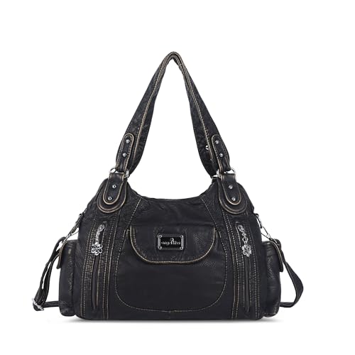 Image of Angel Kiss Purses for Women, Large Shoulder Bag Hobo Tote Purse Mutipocket Faux Leather Satchel Hobo Purse