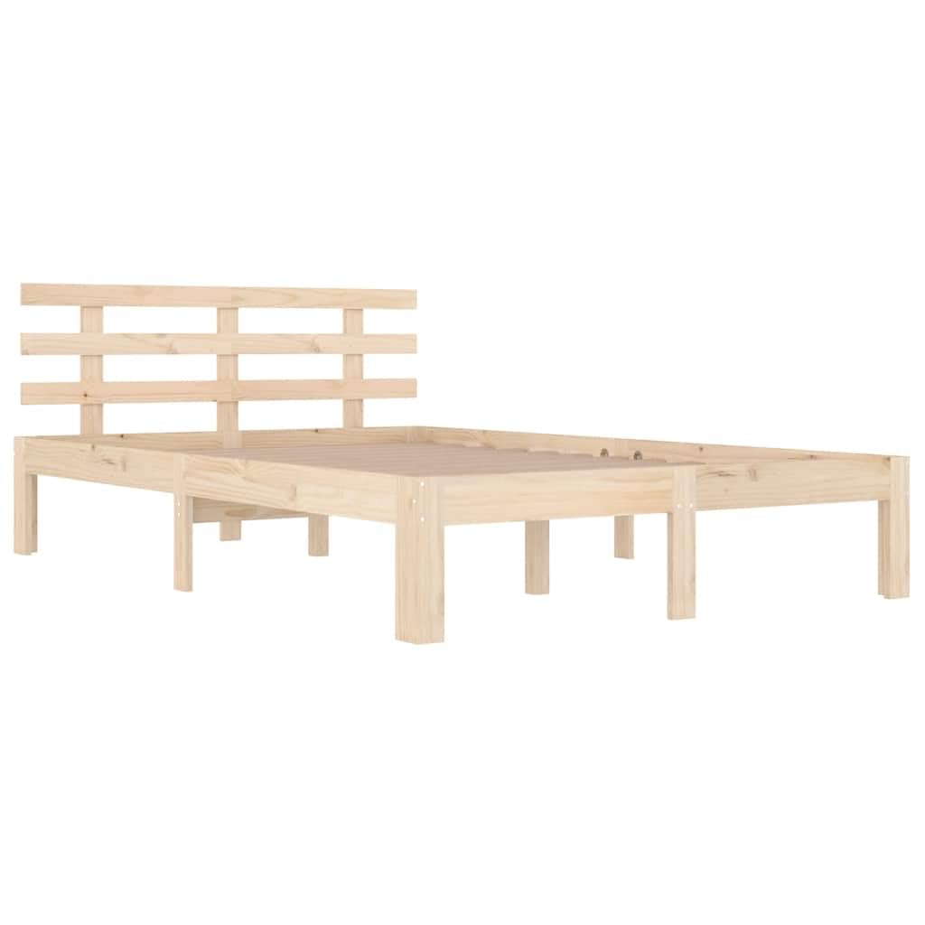 lite drewno sosnowe nowoczesna sypialnia z wezgłowiem Brąz 120x200 cm | Rama łóżka drewniana 120x200 cm bez materaca lite sosnowe z zagłówkiem solidna