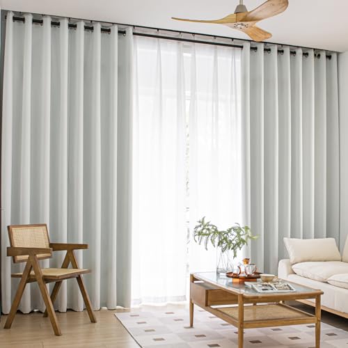 MOONVAN Lot de 2 rideaux occultants à œillets pour fenêtre - Économie d'énergie - Réduction du bruit - Isolation thermique - Pour chambre à coucher, salon, chambre d'enfant - Beige - 114,3 cm de long
