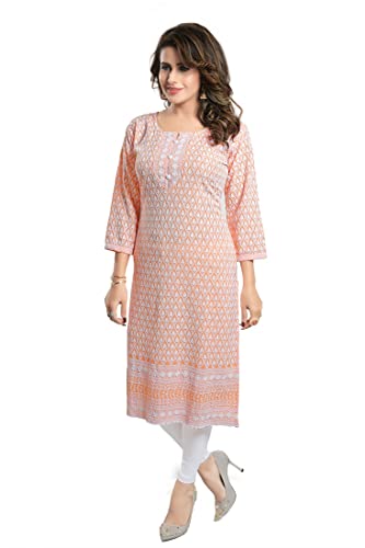 Image of DREAM & DZIRE Chikankari Kurti for Women of Cotton in Plus Size & Small Size.