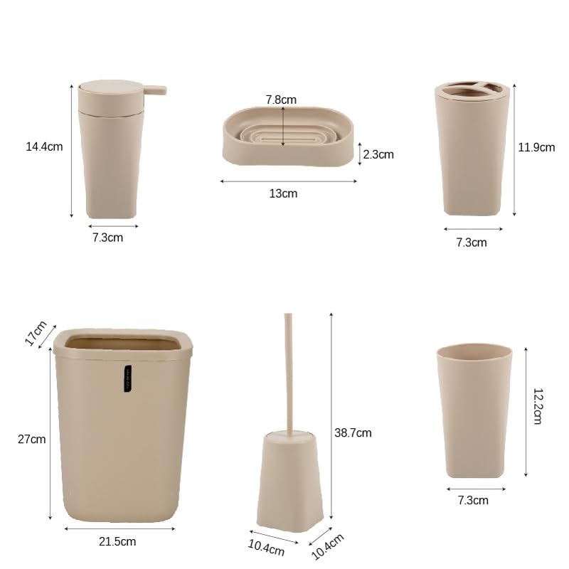 Suministros de baño Juego de Inodoro con Caja de jabón y Soporte for Dientes y Enjuague bucal de Seis Piezas(3-Pack)