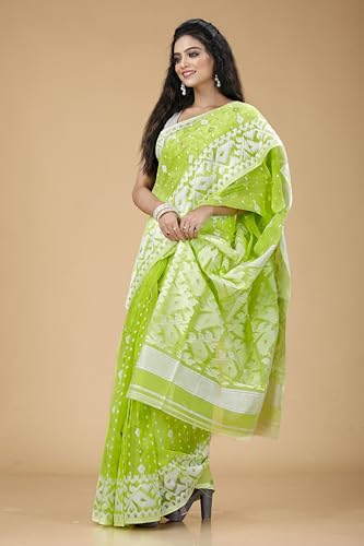 Image of OISHANI SAREE GHOR Women's Traditional Bengal Cotton Silk Soft Jamdani Saree - Beautiful design and Quality - Without Blouse Piece