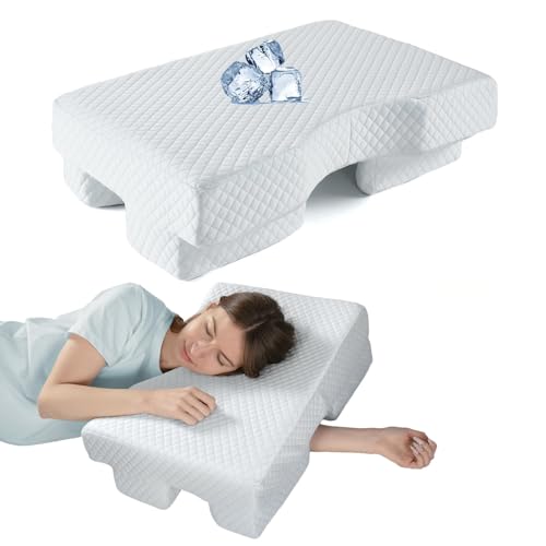 Side Sleeper Pillow with Arm Hole, Memory Foam Pillow Provides Support & Reduces Arm Pressure, Adjustable Cuddle Pillow for All Positions, Cooling arm Hole Pillows, Cuff Pain Relief