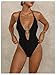 Milumia Women's One Piece Metal Cut Out Halter Swimsuit Sexy Deep V Neck Open Back Swimwear Black Medium