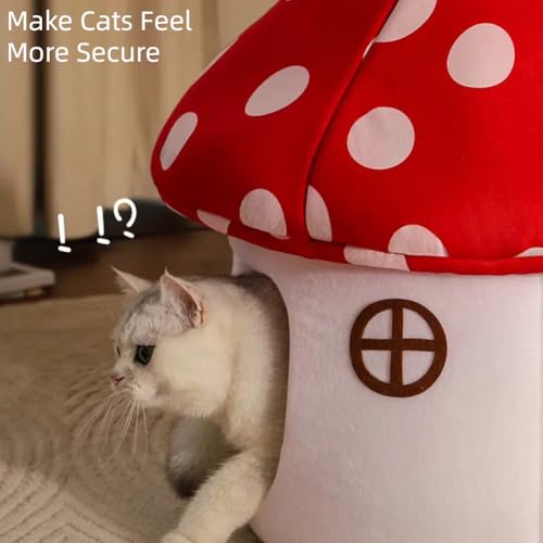 Mushroom Shape Cat House Cow Shape Cats Cave Bed Semi-Enclosed Cave-Style Warm Cat House Pet Nest for Cats Small Dogs - Image 6