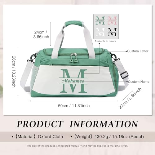 Personalized Travel Duffel Bag with Name - Custom Letter Oxford Cloth Gym Bag with Shoes & Wet Pockets Sport Bag Weekender Overnight Bag for Traveling for Women Men Gift for Christmas Groomsman Brides2