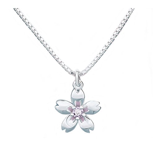 Collier ras du cou Sakura en argent sterling 925 rose fait main pour femme