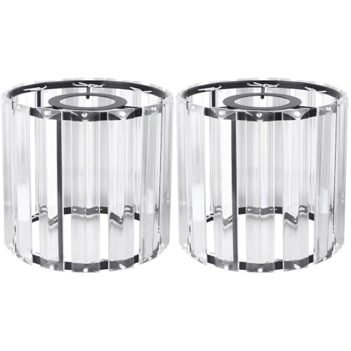 Image of DOITOOL 2pcs Crystal Lampshade Glass Lamp Shade Globe Ceiling Light Cylinder Lamp Shade Barrel s Glass Replacement Wall Light Shades Cover Iron Art Lampshade