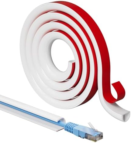 1M White Silicone Cable Trunking, Cable Tidy Hider for 1 Cords,Ex...