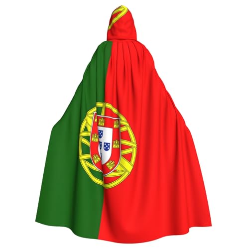 JKXUN Drapeau du Portugal Unisexe Cosplay Costume d'Halloween Cape À Capuche Manteau De Fête Tenue Pleine Taille Peignoir