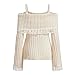 Fairy Grunge Shirts for Women Y2K Tops Long Sleeve Lace Patchwork Tees Teen Girls Vintage Slim Blouse Fall Clothes (Bc- Off Shoulder Creamy White, S)
