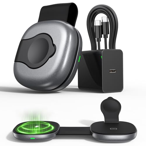 3 in 1 Charging Station for Apple Devices/Wireless Charging Sation Compatible with Magsafe Charger Stand/Foldable Magnetic Travel Wireless Charger for iPhone 16/15/14/13/12, Apple Watch, AirPods