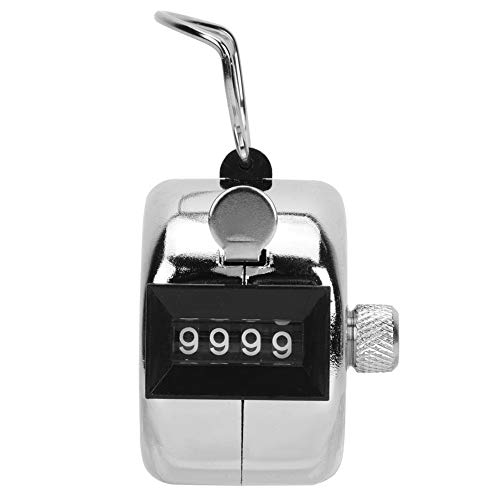 Mbeysaq Berm Metal Hand Tally Counter with Hook 4-Digit Counting Tool for Sports Supplies & Data Statistics