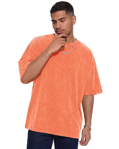 Image of Oversized Tshirts for Men Short Sleeve Vintage Washed Basic Loose Tees
