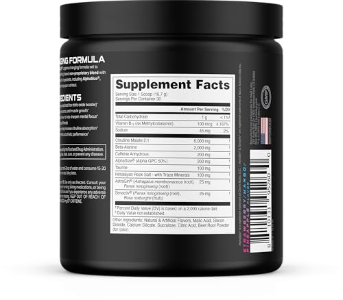 Image of Bucked Up Pre Workout South Beach | 200mg Caffeine with Citrulline Malate Beta Alanine AlphaSize and Taurine | Pre Workout Powder (30 Servings)