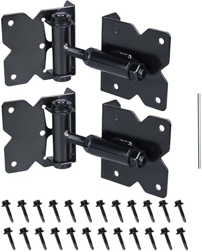 Buy Self Closing Gate Hinges Adjustable Heavy Duty Hardware 90 Degree Gate Hinges Kit For Wood Vinyl Metal Outdoor Fence With Self Tapping Screws And Swing Adjuster Tool 2 Pack Black Finish