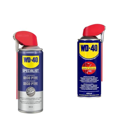 WD-40 Lubricante seco con PTFE, La fórmula deja una película protectora & Producto Multi-Uso- Spray 400ml-Lubrica, Afloja, Protege del óxido, Dieléctrico