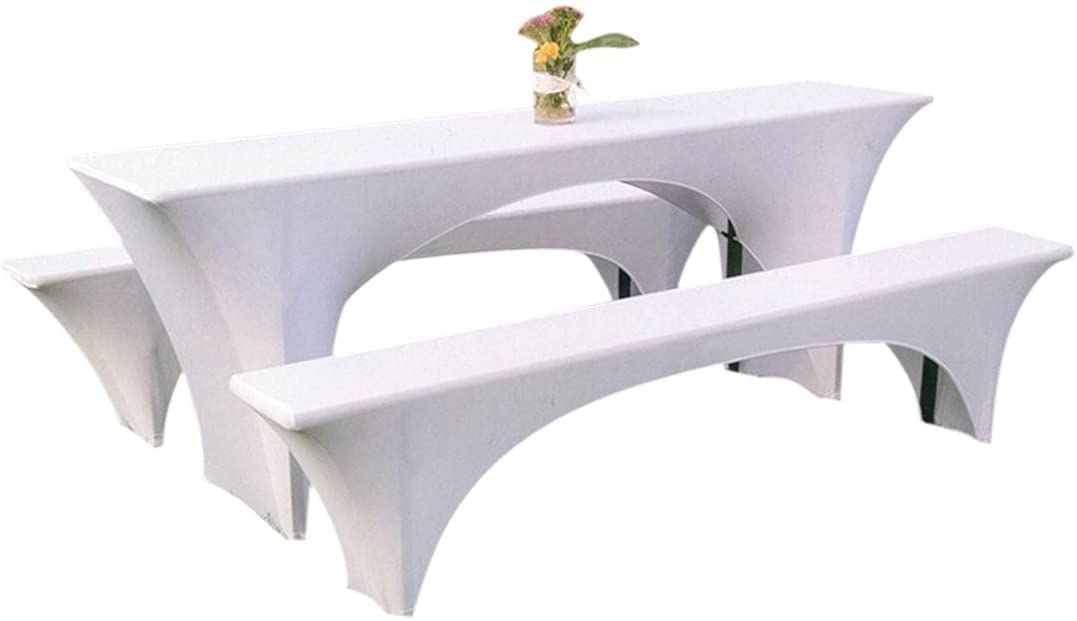 EBETA E Lot de 3 housse élastiques pour table à bière et nappe, largeur 70 cm, housses extensibles pour ensembles de chapiteau, bancs de bière blancs (70 cm)